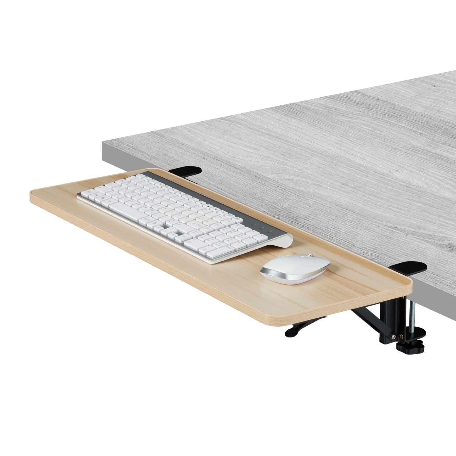 Relaxdays Schreibtischverlängerung MDF Stahl Kunststoff Schaumstoff Holzoptik zum Anklemmen Klappbar 65 cm x 29 cm x 12 cm 2,1 kg