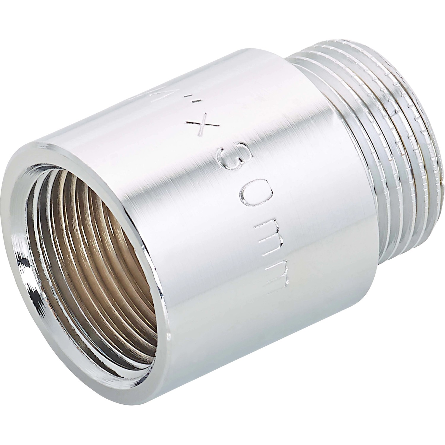 Hahnverlängerung 24,1 mm (Rp 3/4) x 26,4 mm (R 3/4) Messing Verchromt 30 mm