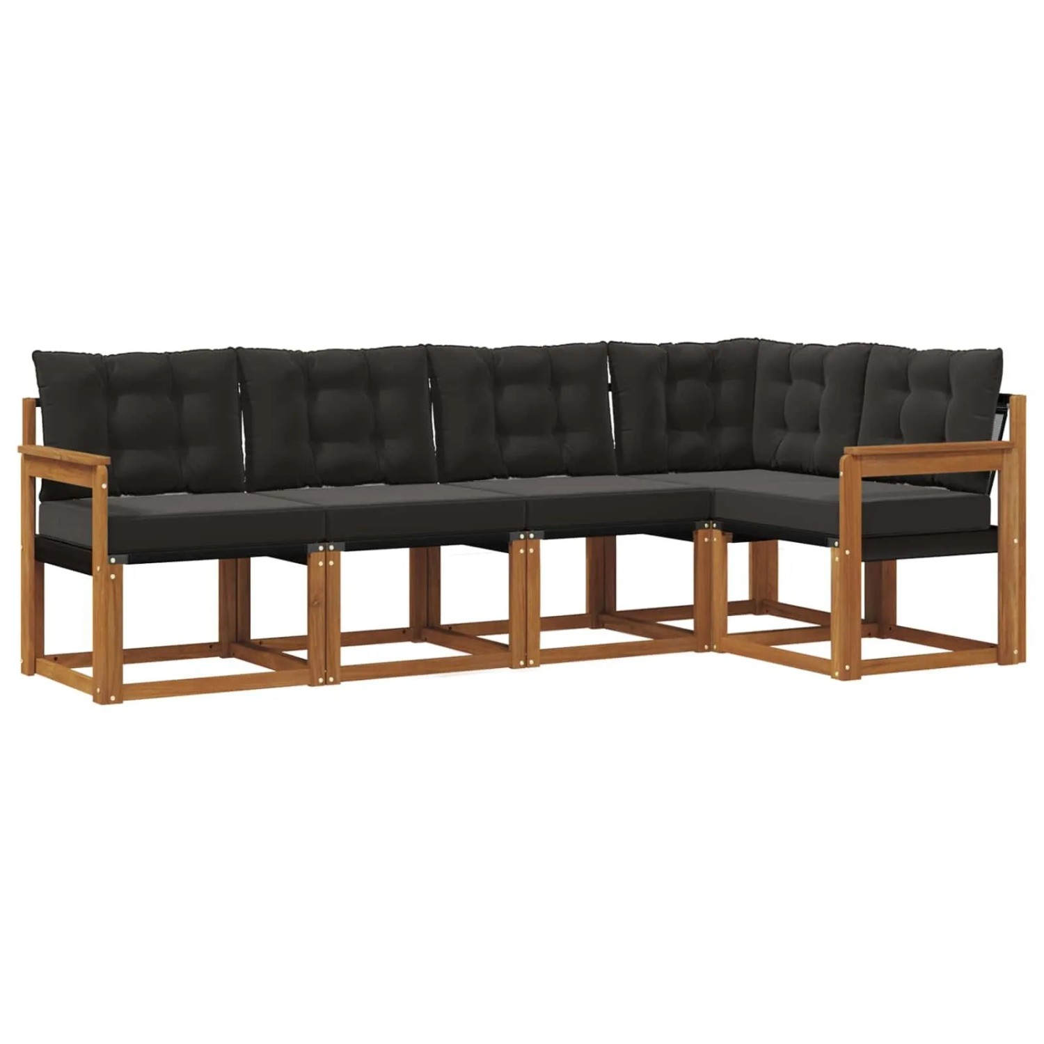 vidaXL Outdoor-Sofagarnitur mit Kissen 5-Tlg Natur und Schwarz 3368659