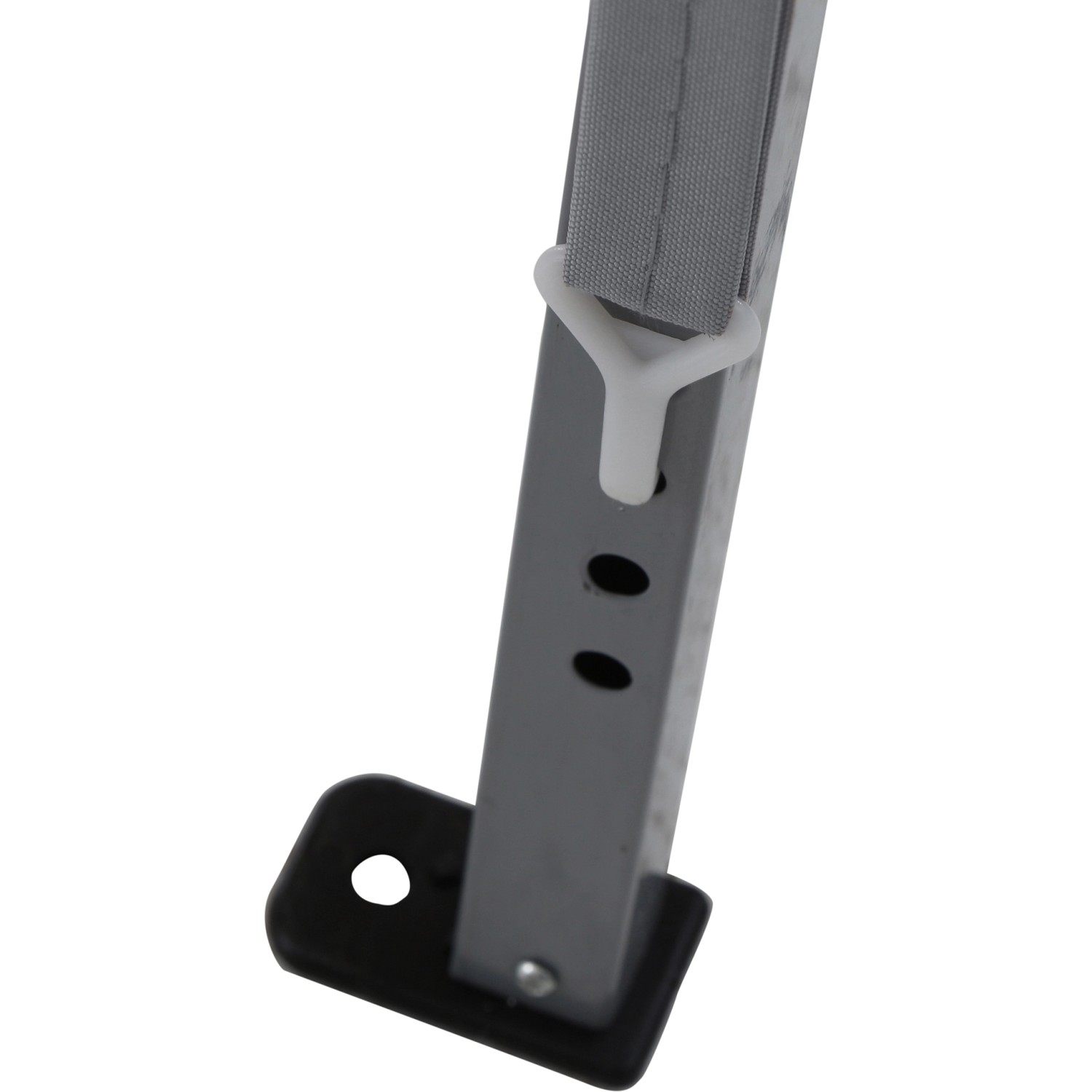 Detailaufnahme vom grauen Stahlfuß des Siena Garden Pavillons mit Höhenverstellung.