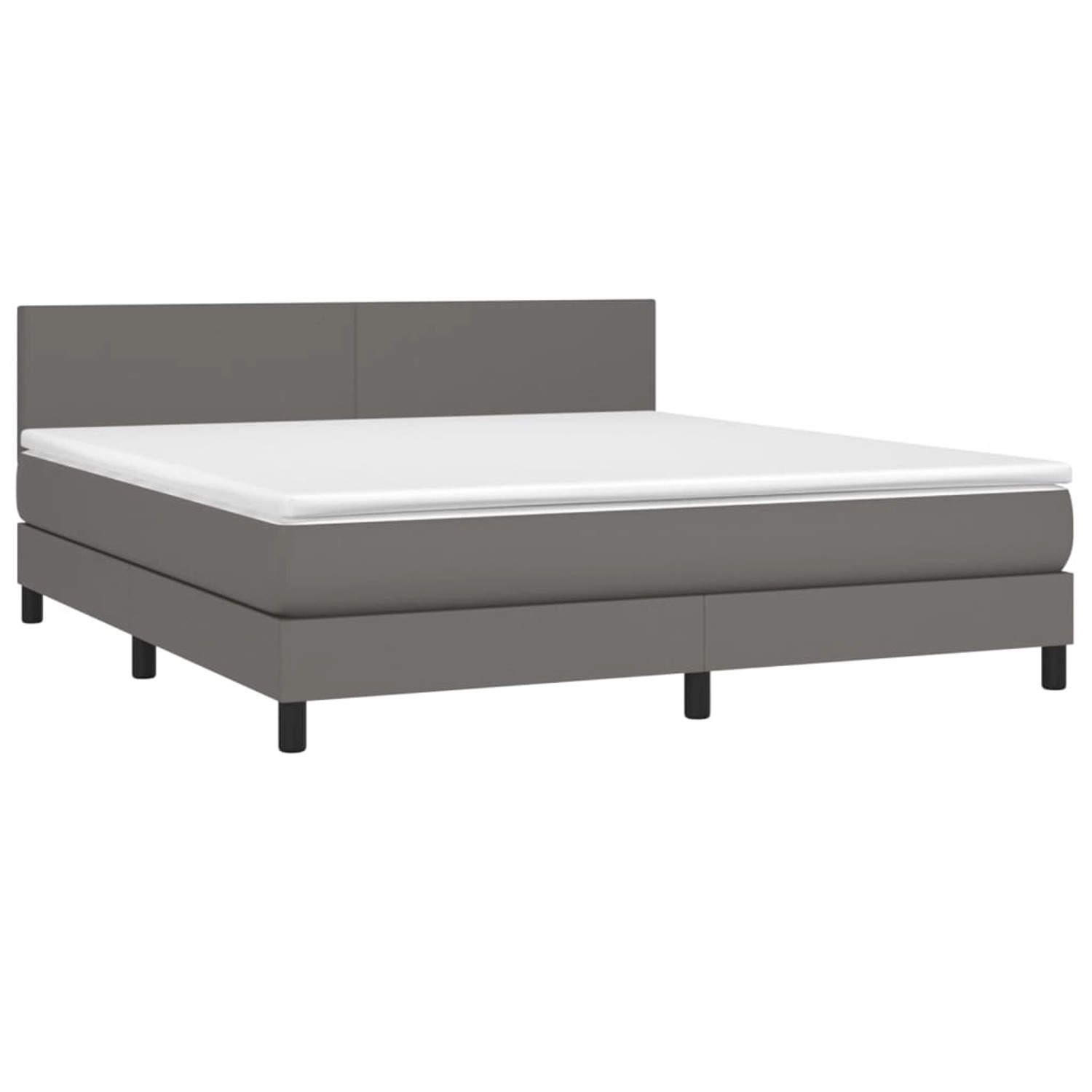 vidaXL Boxspringbett mit Matratze & LED Grau 180x200 cm Kunstleder 3134121 günstig online kaufen