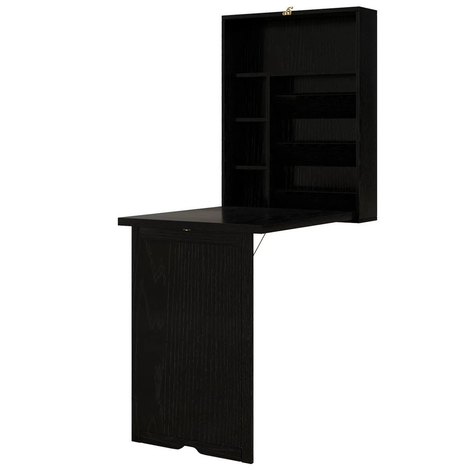 Costway Wandklapptisch mit Stauraum Klappbarer Wandtisch Schwarz günstig online kaufen