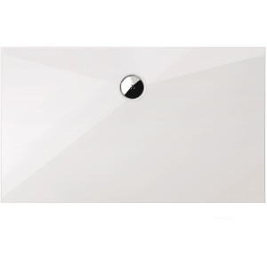 Rechteckige, extraflache Schulte Duschwanne 120x80 cm in Alpinweiß mit Chromablauf.