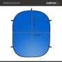 Walimex Pro Falthintergrund 180x200cm, blau, mit eingezeichneten Abmessungen für Fotostudio.