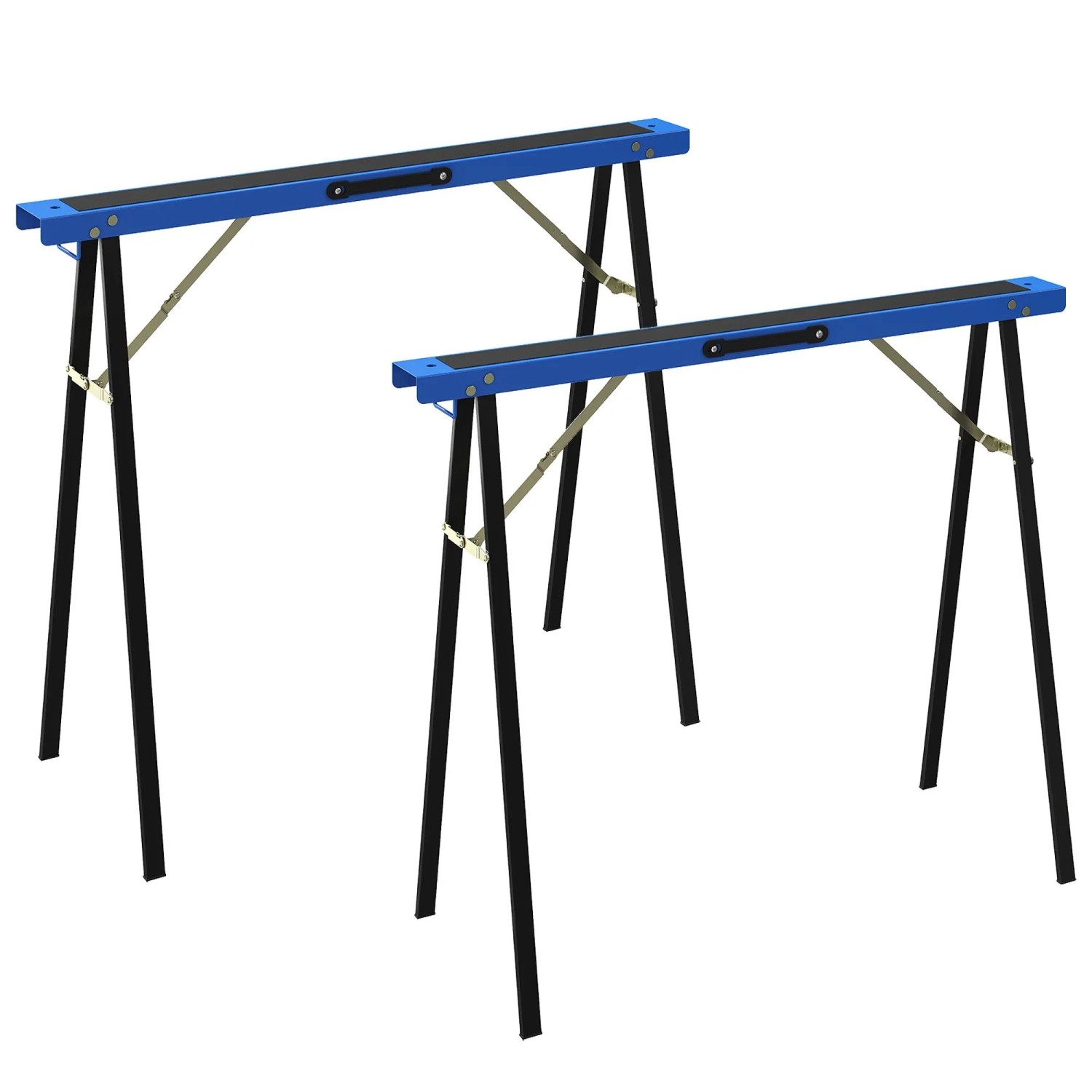 HOMCOM Sawhorse Metall EVA 99,5L x 36,5B x 78,5H cm Blau+Schwarz