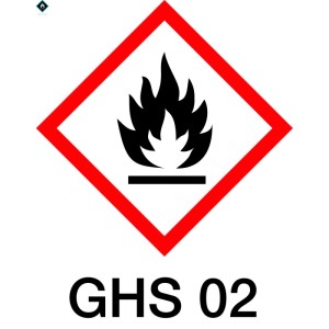 GHS02 Piktogramm: Flamme, Warnung vor entzündlichem Woca Hartwachsöl für Holzböden.