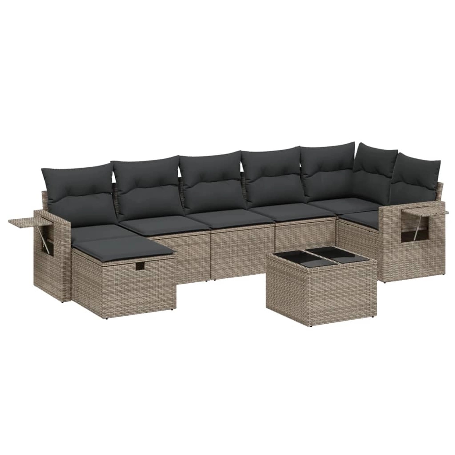 vidaXL 8-Tlg Garten-Sofagarnitur mit Kissen Grau Poly Rattan 3263826 günstig online kaufen