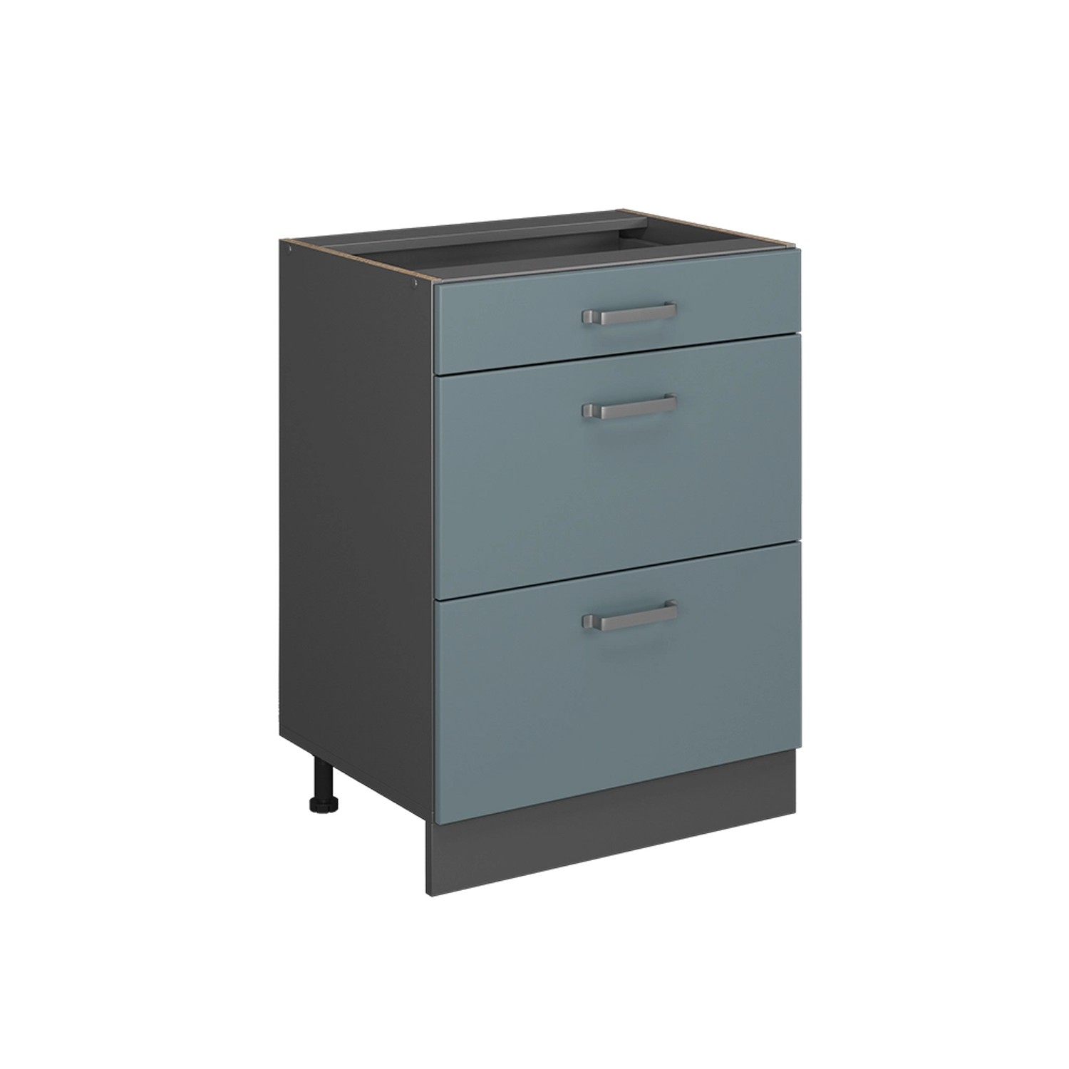 Thumbnail - Vicco Küchenunterschrank R-Line Blau-Grau/Anthrazit 60 cm mit Schubladen ohne Arbeitsplatte