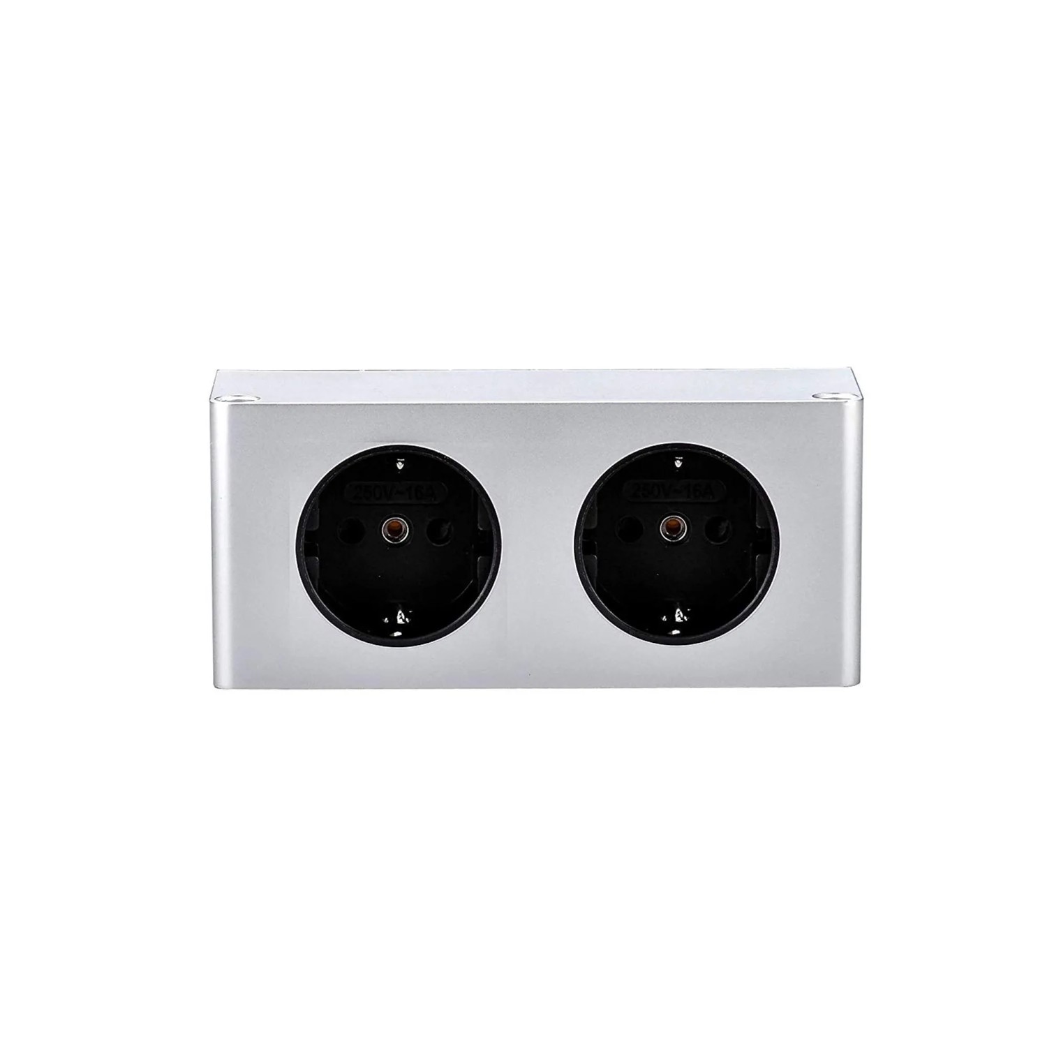 kalb Steckdosenleiste 2 Fach zur Montage 2x 230V 140x46x62,5 mm Kabel ohne Stecker Silbergrau