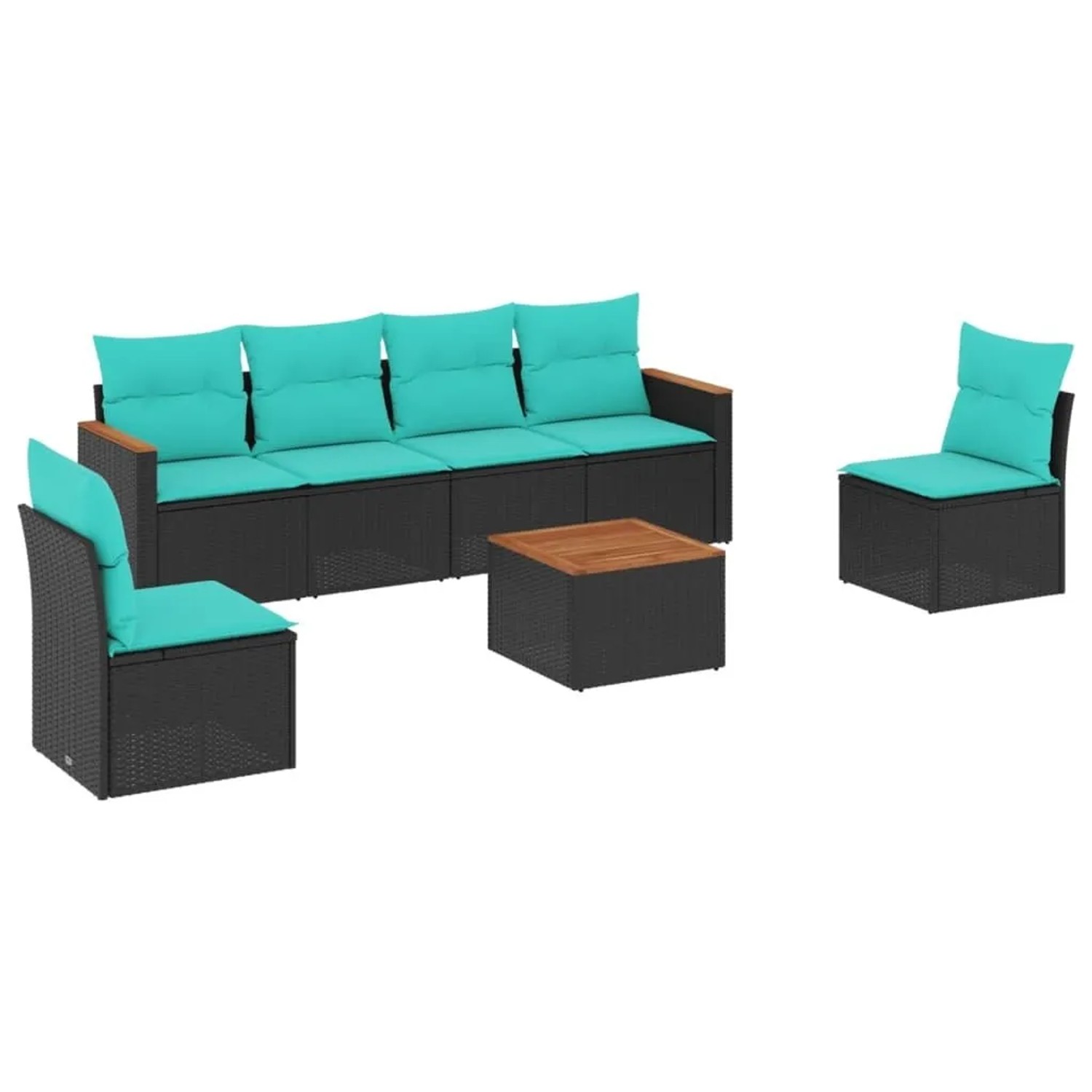 vidaXL 7-Tlg Gartensofa-Set mit Kissen Schwarz Polyrattan 3225868 günstig online kaufen