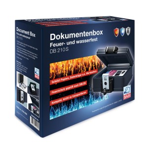 Basi Dokumentenbox DB 210S, feuer- und wasserfest, 4,9 Liter. Tresor für Dokumente, Wertsachen und Datenträger.