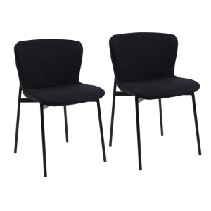 Zwei schwarze Polsterstühle Svita Mary mit Stoffbezug und abgerundeter Rückenlehne. Modernes Esszimmerstuhl-Set.