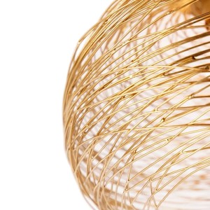 Design Deckenleuchte Sarella in Gold aus Stahl, Drahtgeflecht Optik.