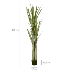 Hohe künstliche Yucca-Pflanze, 190 cm, mit grünen Blättern in dunklem Topf. Ideal für Zuhause & Büro.