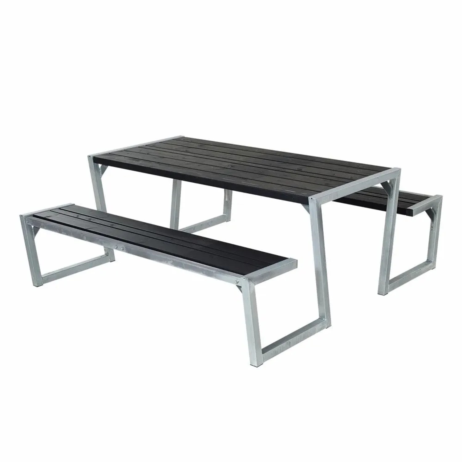 PLUS Gartenmöbel Sitzgruppe 176 cm Klappbar Schwarz Holz