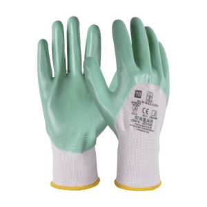 LUX Nitrilhandschuhe Gr. 10, Arbeitshandschuhe mit grüner Nitrilbeschichtung.