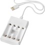 Weißes Batterie Ladegerät-Set mit USB-Kabel für AA/AAA Akkus.