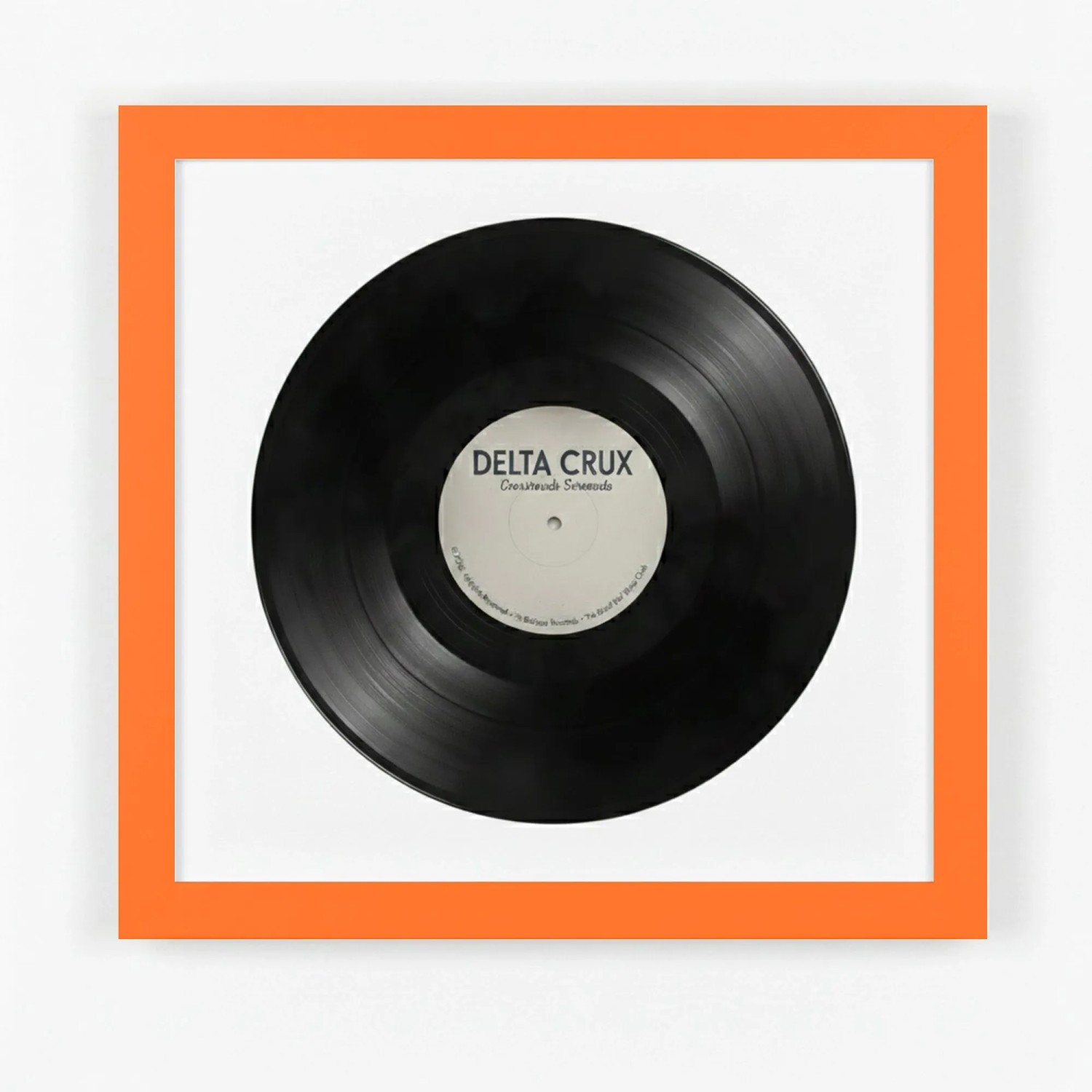 K-Möbel Schallplatten Rahmen Orange 40x40cm mit Weißem Passepartout für die Vinyl