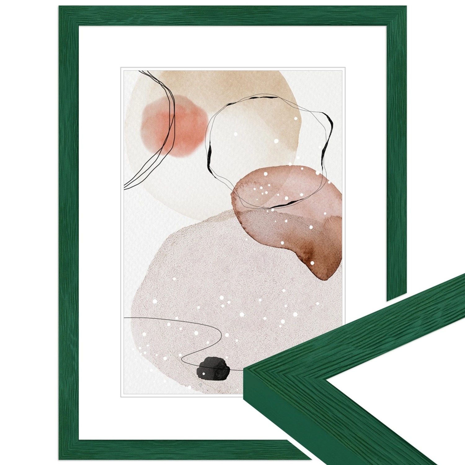 Moderner Bilderrahmen H300 in Dunkelgrün, 15x20 cm, aus Massivholz für Fotos und Bilder.
