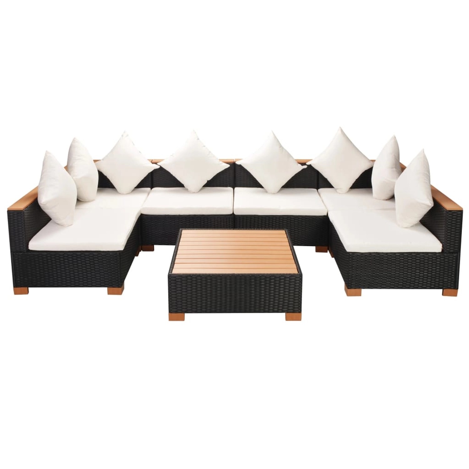 vidaXL 7-Tlg Garten-Lounge-Set mit Auflagen Poly Rattan Schwarz 42751