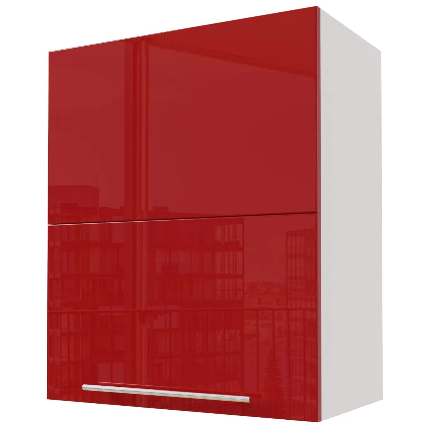 Feldmann-Wohnen Klapphängeschrank Brerra W8B/60-AV Weiß / RAL 3002 karminrot Hochglanz 60 / 32,5 / 72cm