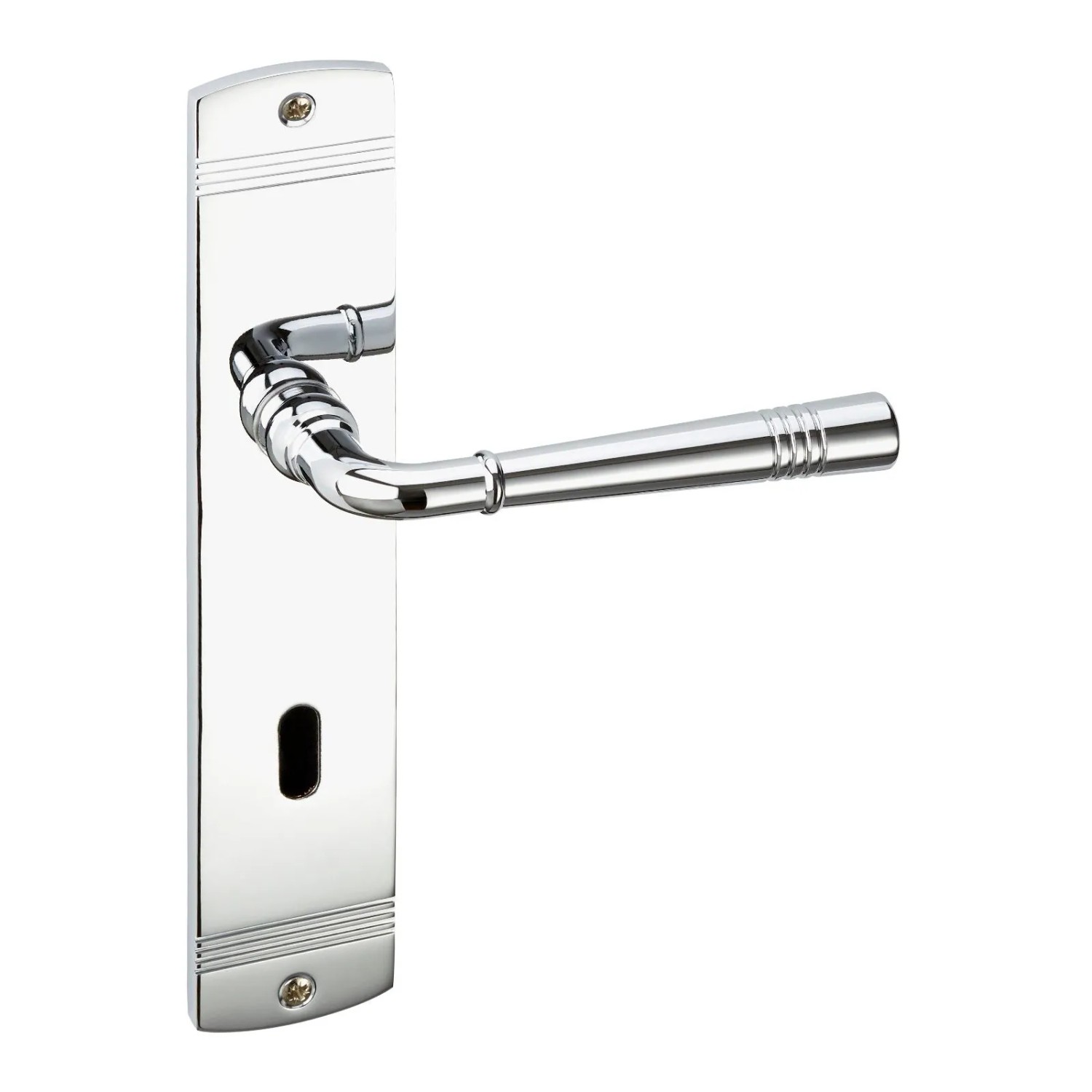 SOTECH Türdrücker FREJA Chrom Poliert Langschild Buntbart BB mit Befestigungsmaterial