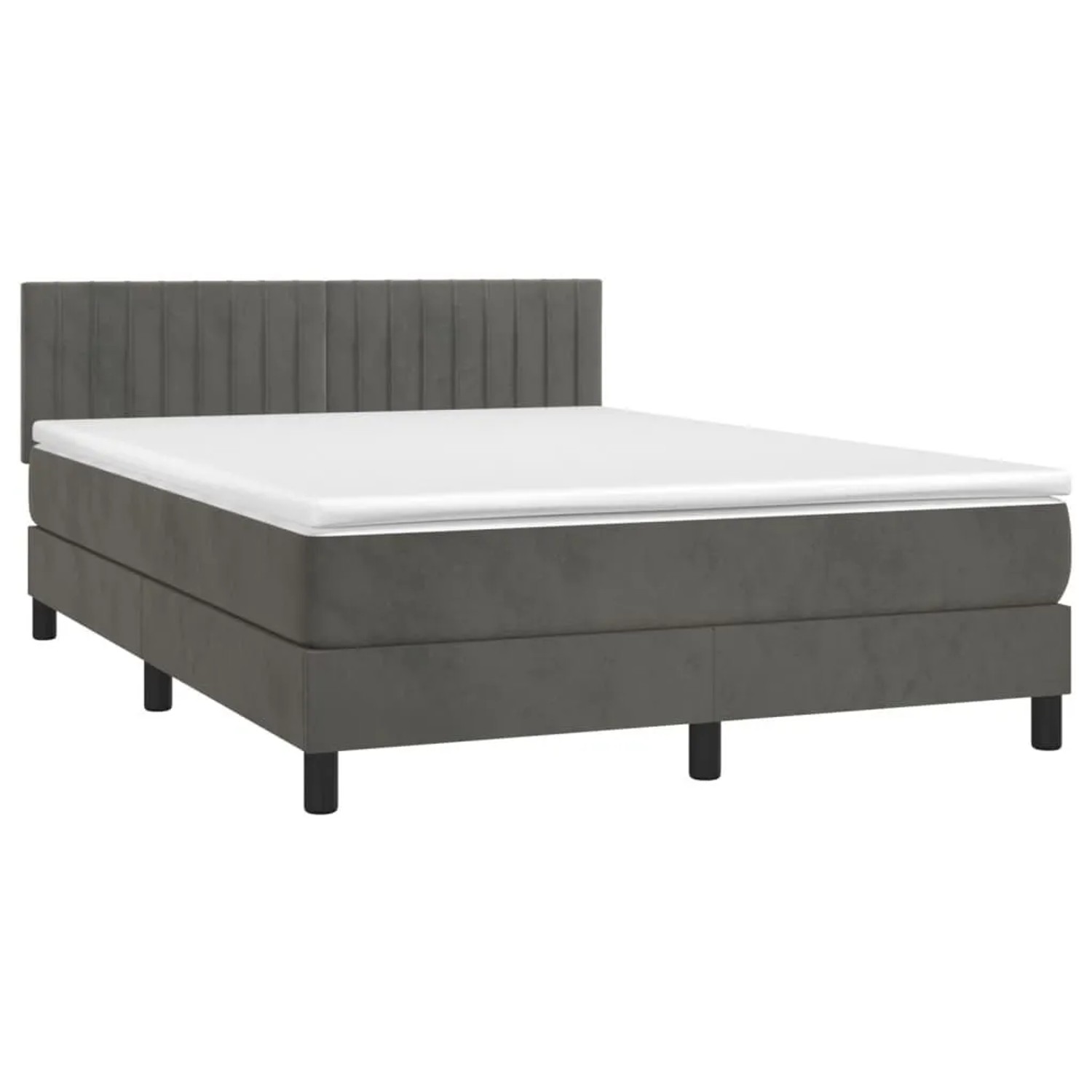 vidaXL Boxspringbett mit Matratze Dunkelgrau 140x190 cm Samt 3141420