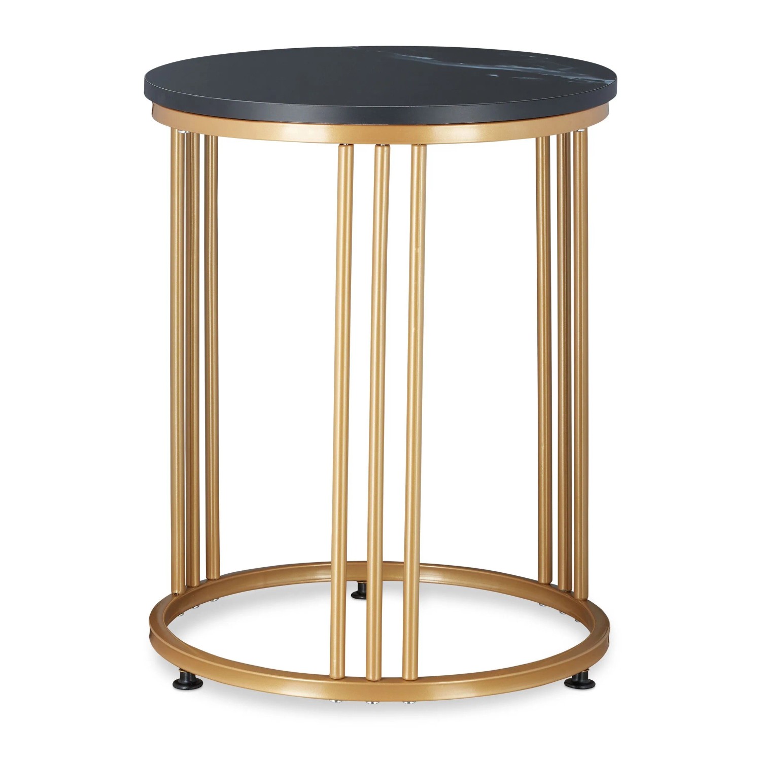 Relaxdays Beistelltisch MDF Eisen Schwarz Marmoroptik 51 cm x 41 cm 3 kg