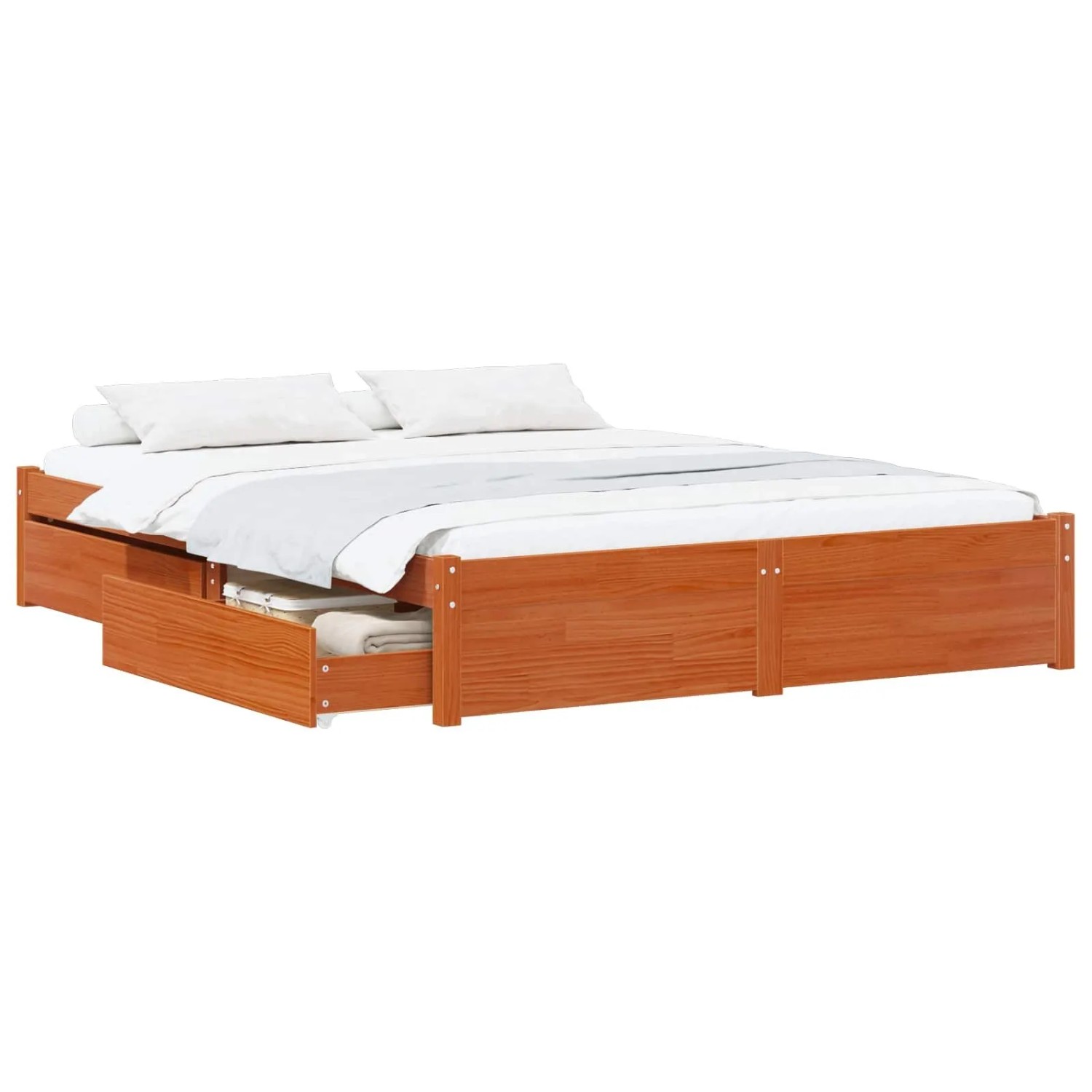 vidaXL Bettrahmen mit Schubladen mit Speicher Massivholz Kiefer 3423806