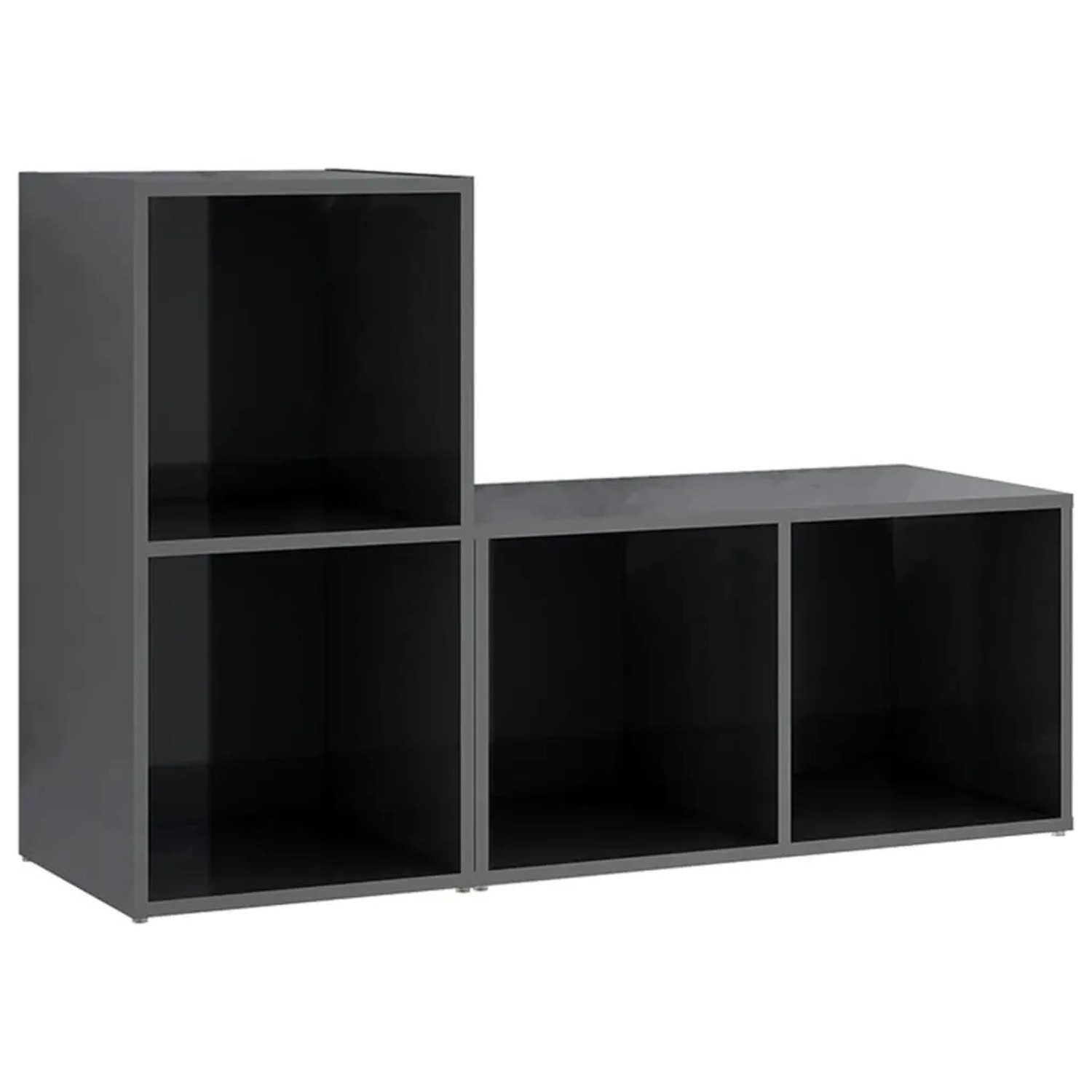 vidaXL TV-Schränke 2 Stk Hochglanz-Grau 72x35x36,5 cm Holzwerkstoff 3079951
