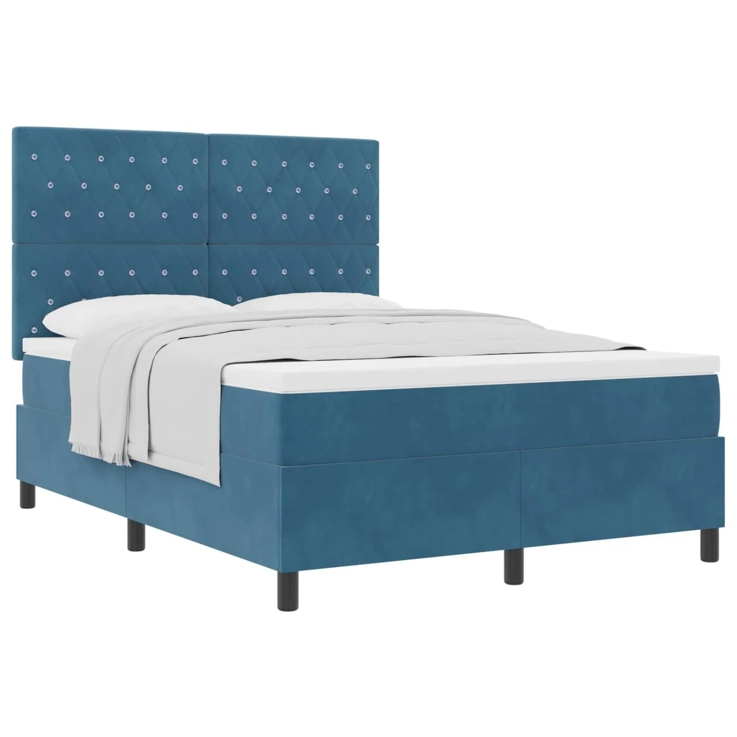 vidaXL Boxspringbett mit Matratze Dunkelblau 140 x 200 cm Stoff 3339774