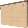 Bertilo Gartenhaus Pentus 3 Lounge aus Holz, naturbelassen mit Anbau und Fenster.