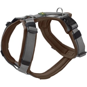 Hunter Hundegeschirr Maldon Up, braun-grau, Größe XS-S. Weich gepolstertes Y-Geschirr für kleine Hunde.