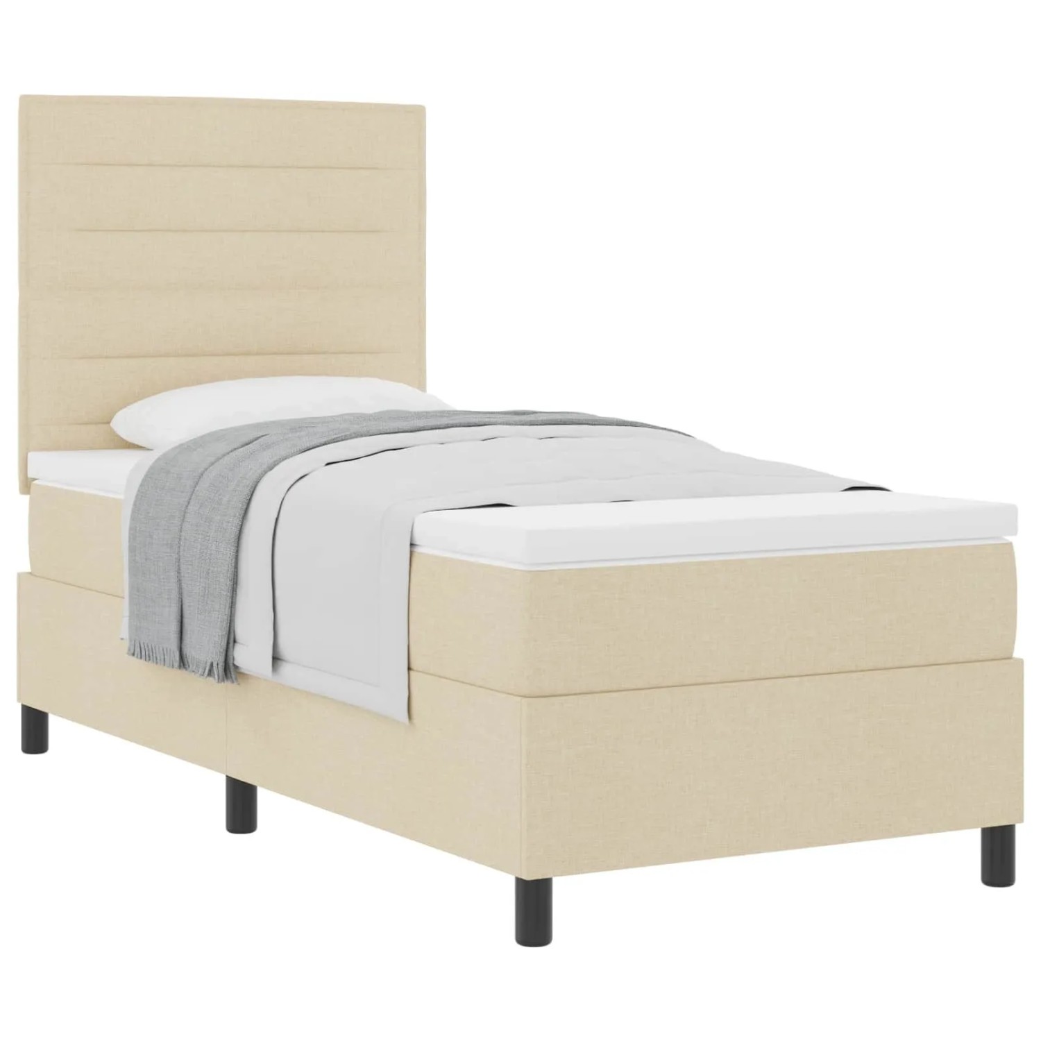 vidaXL Boxspringbett mit Matratze Creme 100 x 200 cm Stoff 3339292