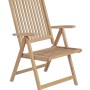 Verstellbarer DELUKE Gartenstuhl MARA aus Teakholz, ideal für Terrasse und Garten.