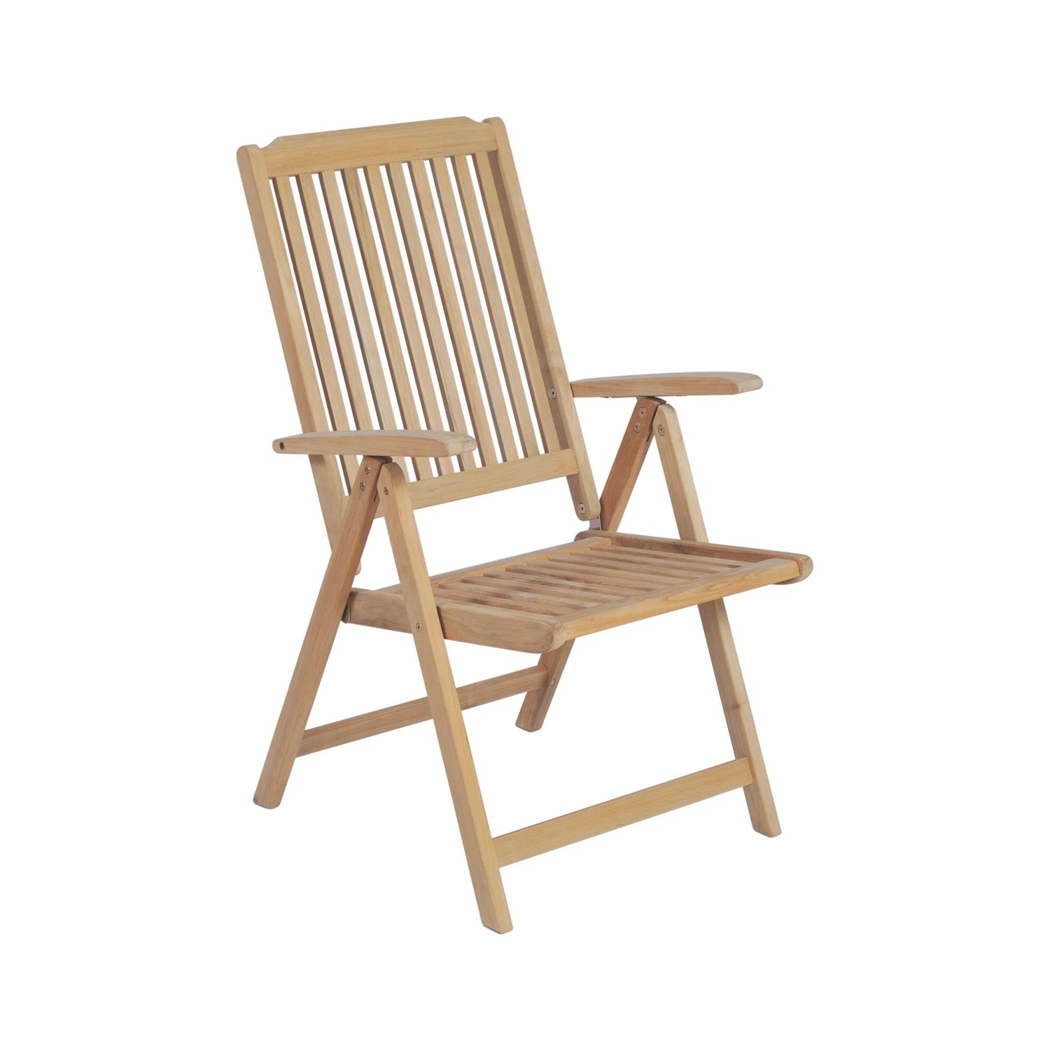 Verstellbarer DELUKE Gartenstuhl MARA aus Teakholz, ideal für Terrasse und Garten.