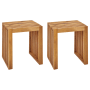 2er Set Beliani Gartenstühle, heller Holzfarbton, 35x45x43 cm. Holz Gartenhocker.