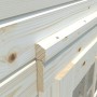 Detailansicht: Palmako Ella Holz-Gartenhaus, tauchgrundiert, Pultdach. Holzstruktur und Verarbeitung.