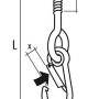 Abbildung des Conacord Sicherheits-Schaukelhakens mit Karabinerhaken aus Stahl, 200 mm Länge.