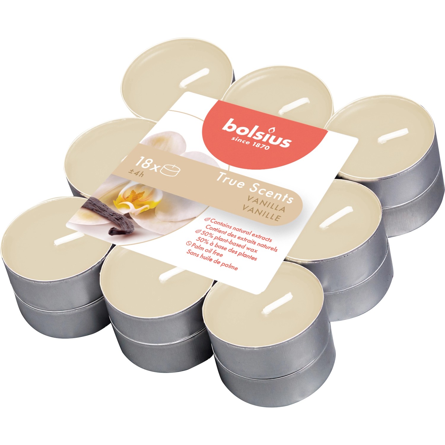 Bolsius Duftteelichter True Scents 18er-Pack Vanille günstig online kaufen