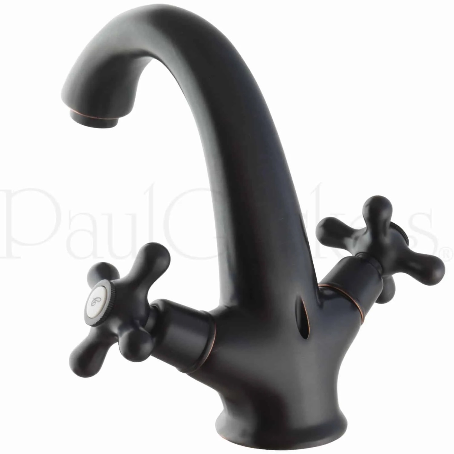 Schwarze PaulGurkes Nostalgie Waschtischarmatur im Retro-Design mit Kreuzgriffen.