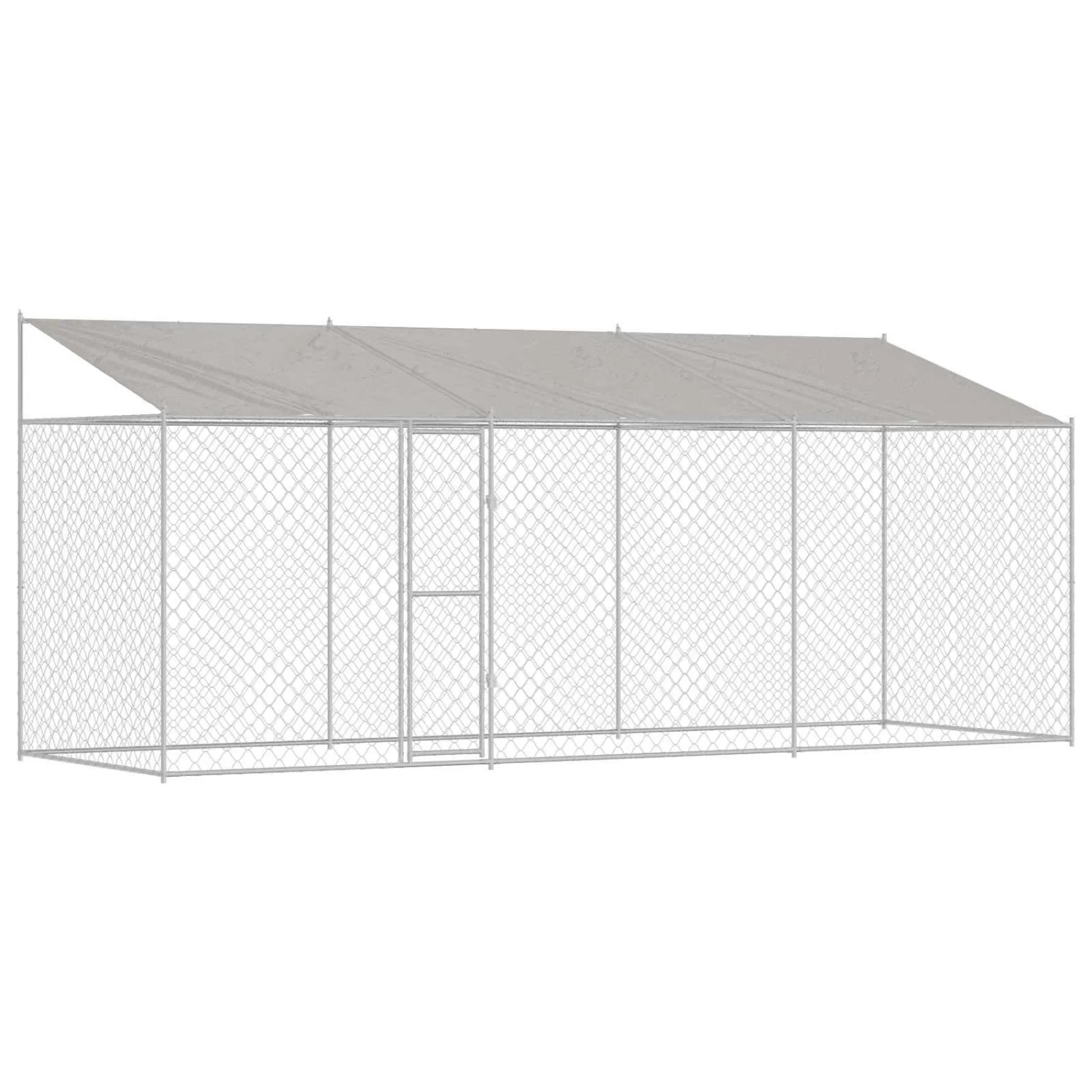 vidaXL Hundekäfig mit Dach Silber 600 x 200 x 256 cm Stahl und PE 3368302