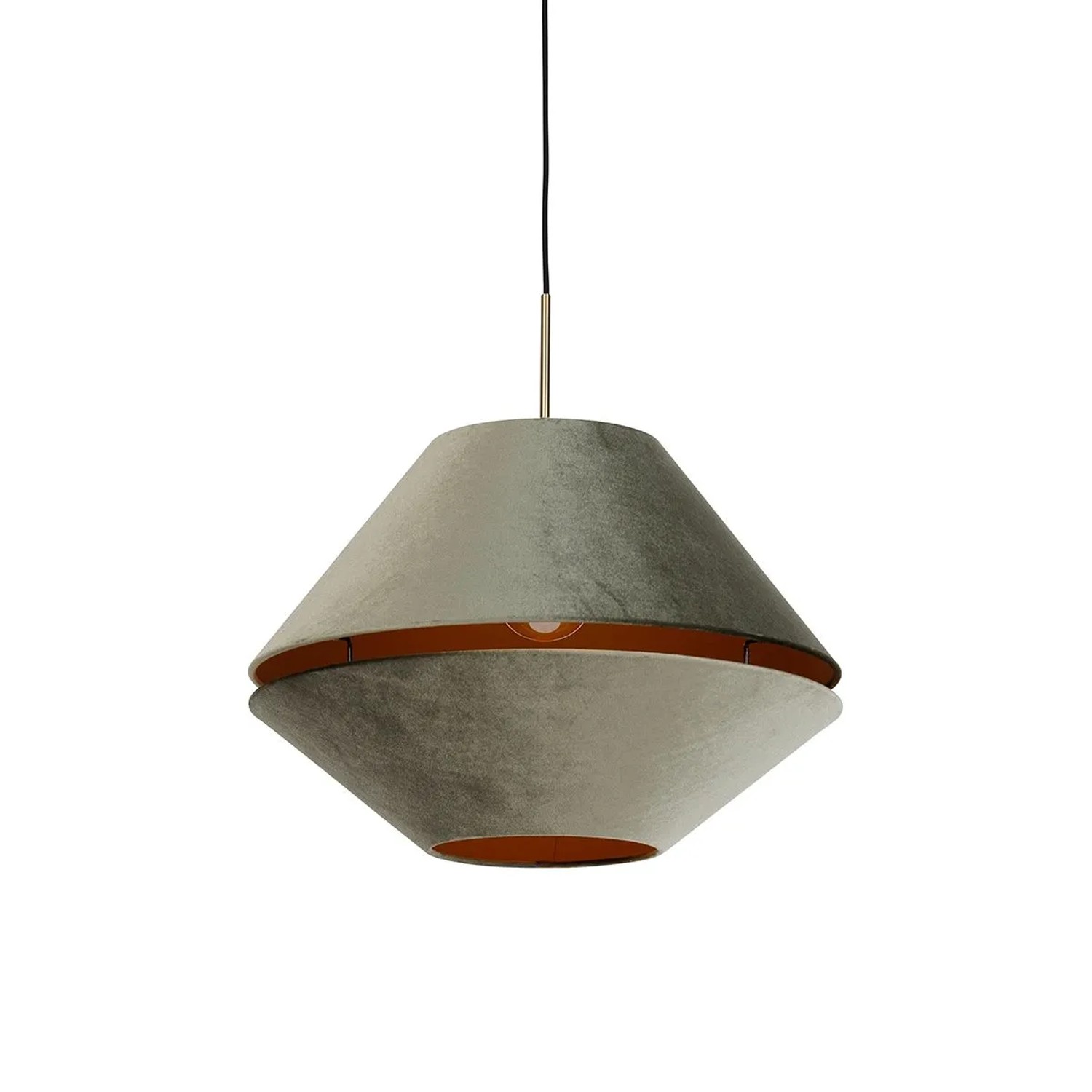 QAZQA Moderne Hängelampe Bronze mit Doppeltem Samtschirm Grün Combi 1
