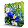 Edelstahl Briefkasten mit Blumenstrauß Motiv und Zeitungsfach.