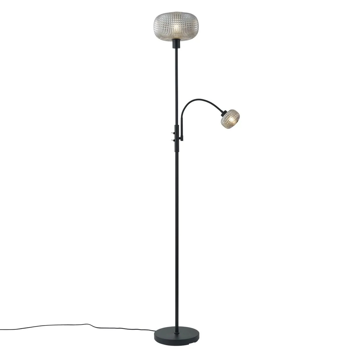 QAZQA Design Stehlampe Schwarz mit Rauchglas 2 Lichter Brianna