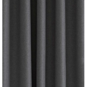 Halbtransparenter, graphitfarbener Fenstervorhang mit verdeckten Schlaufen.