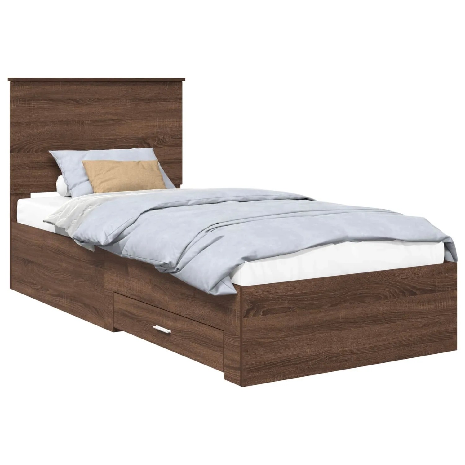 vidaXL Bettrahmen Braune Eiche und Silber 75 x 190 cm Holzwerkstoff 3409718