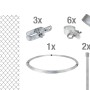 Maschendrahtzaun-Set, 10m, verzinkt, mit Zaunpfosten, Streben, Drahtspanner und weiterem Zubehör.