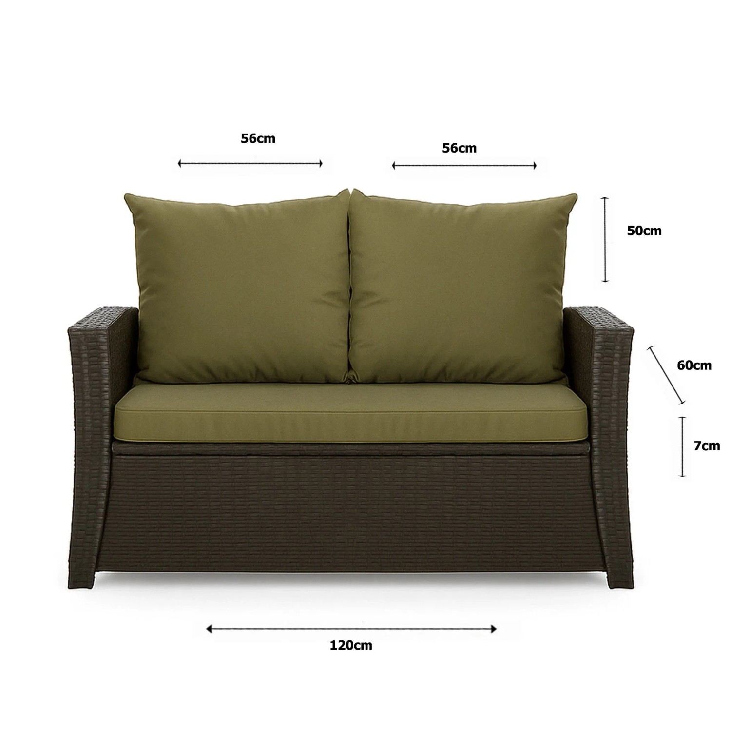Setgarden Mix-Techno Gartenkissen Für Polyrattan Möbel 120×60×50 cm – Kissen Für 2 Sitzer Gartensofa 1tlg Grün_4