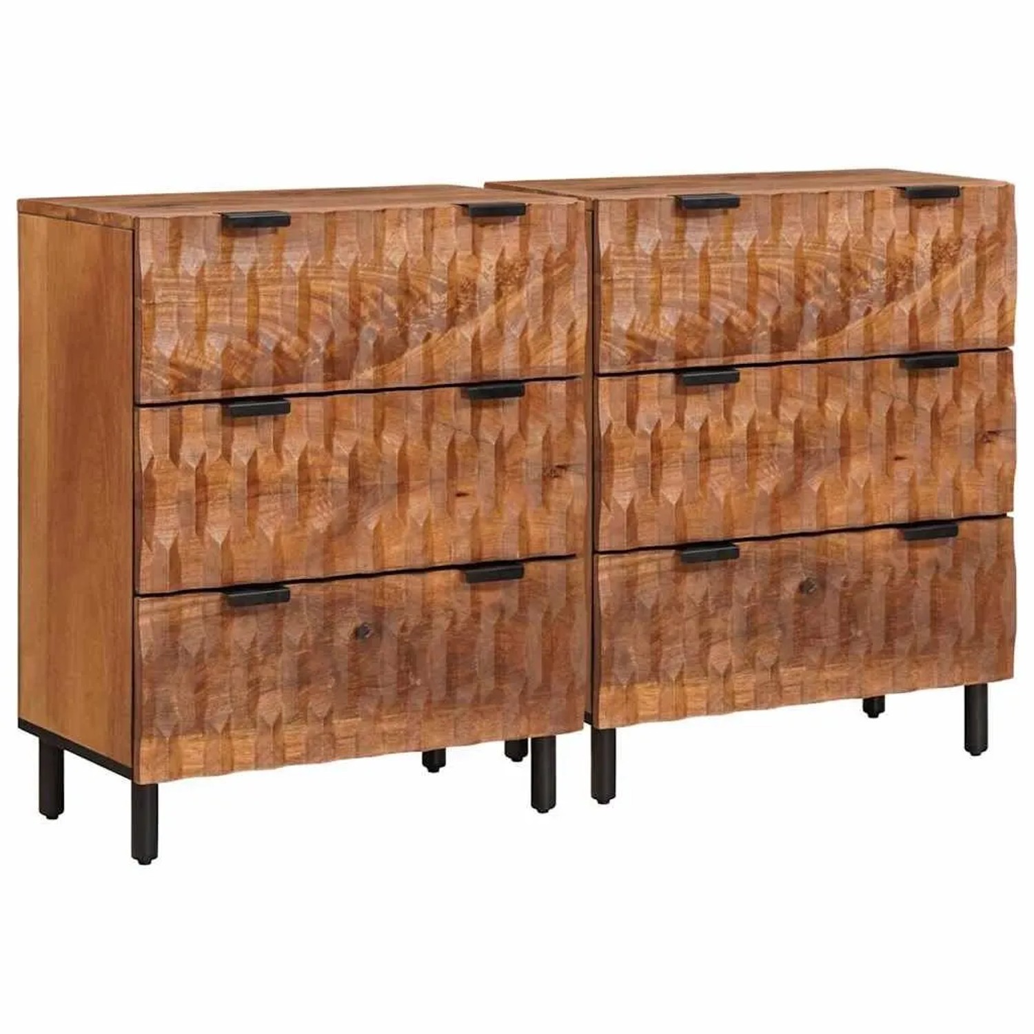 vidaXL Sideboard 2 Stk Akazienbraune Oberfläche 60 x 33 x 75 cm 3310034 günstig online kaufen